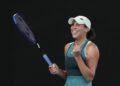 USA's Madison Keys celebrates match point against Poland's Iga Swiatek during their women's singles semi-final match on day twelve of the Australian Open tennis tournament in Melbourne on January 24, 2025. (Photo by DAVID GRAY / AFP) / -- IMAGE RESTRICTED TO EDITORIAL USE - STRICTLY NO COMMERCIAL USE -- (Photo by DAVID GRAY/AFP via Getty Images)