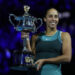 Tennis: Australian Open: Madison Keys of the United States victorious, poses with the Daphne Akhurst Memorial Cup after victory vs Aryna Sabalenka of Belarus during the Women's Singles Final match at Melbourne Park. 
Melbourne, Australia 1/25/2025 
CREDIT: Erick W. Rasco (Photo by Erick W. Rasco/Sports Illustrated via Getty Images) 
(Set Number: X164672)