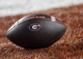 AUSTIN, TX - OCTOBER 19: A Vapor Elite football with the Georgia logo on it sits on the field during the SEC college football game between Texas Longhorns and Georgia Bulldogs on October 19, 2024, at Darrell K Royal - Texas Memorial Stadium in Austin, TX. (Photo by David Buono/Icon Sportswire via Getty Images)