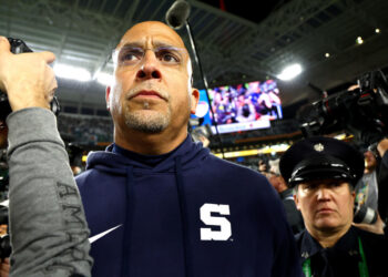 MIAMI GARDENS, FLORIDA - JANUARY 09: Head coach James Franklin of the Penn State Nittany Lions walks off the field after losing to the Notre Dame Fighting Irish 27-24 in the Capital One Orange Bowl at Hard Rock Stadium on January 09, 2025 in Miami Gardens, Florida. (Photo by Megan Briggs/Getty Images)