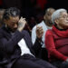 CHICAGO, ILLINOIS - JANUARY 04: Former Chicago Bulls star Derrick Rose becomes emotional during a half-time celebration for Derrick Rose Night at the United Center on January 4, 2025 in Chicago, Illinois. NOTE TO USER: User expressly acknowledges and agrees that, by downloading and or using this photograph, User is consenting to the terms and conditions of the Getty Images License Agreement. (Photo by Geoff Stellfox/Getty Images)