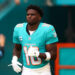 MIAMI GARDENS, FLORIDA - DECEMBER 22: Tyreek Hill #10 of the Miami Dolphins takes the field prior to a game against the San Francisco 49ers at Hard Rock Stadium on December 22, 2024 in Miami Gardens, Florida. (Photo by Megan Briggs/Getty Images)