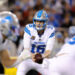 Dec 30, 2024; Santa Clara, California, USA; Detroit Lions quarterback Jared Goff (16) hands off the ball during the first quarter against the San Francisco 49ers at Levi's Stadium. Mandatory Credit: Sergio Estrada-Imagn Images