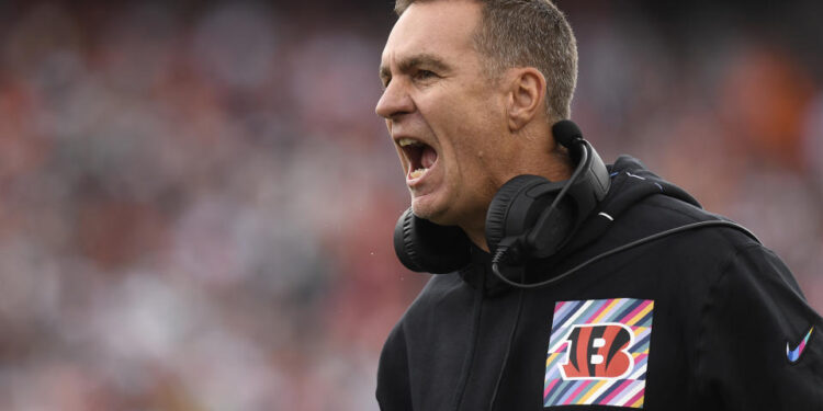 CINCINNATI, OH - OCTOBER 15: Cincinnati Bengals Defensive Coordinator Lou Anarumo reacts after an interception during the NFL game between the Seattle Seahawks and the Cincinnati Bengals on October 15, 2023, at Paycor Stadium in Cincinnati, Ohio. (Photo by Michael Allio/Icon Sportswire via Getty Images)