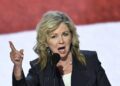 US Senator Marsha Blackburn, Republican of Tennessee, speaks during the first day of the 2024 Republican National Convention at the Fiserv Forum in Milwaukee, Wisconsin, July 15, 2024.