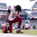 Jayden Daniels prays before game