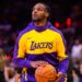 Bronny James warms up before a Lakers game