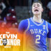 CHESTNUT HILL, MA - JANUARY 18: Duke Blue Devils guard Cooper Flagg (2) reacts after a made three point shot during the college basketball game between Duke Blue Devils and Boston College Eagles on January 18, 2025, at Conte Forum in Chestnut Hill, MA. (Photo by M. Anthony Nesmith/Icon Sportswire via Getty Images)