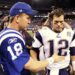 INDIANAPOLIS - NOVEMBER 15:  Quarterback Peyton Manning #18 of the Indianapolis Colts greets Tom Brady #12 of the New England Patriots after the game at Lucas Oil Stadium on November 15, 2009 in Indianapolis, Indiana.  The Colts won the game 35-34. (Photo by Jamie Squire/Getty Images)