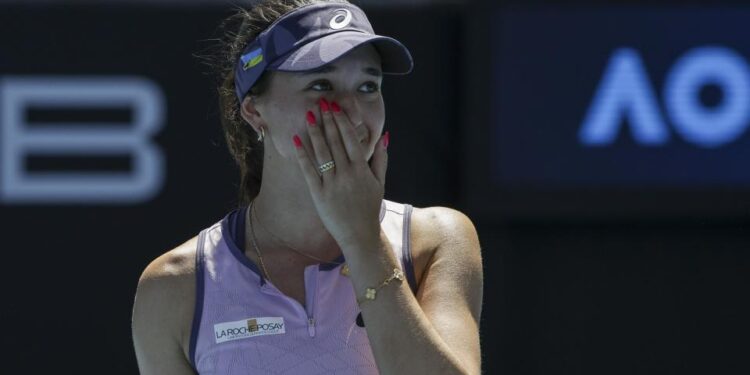 Eva Lys celebrates victory in the Australian Open third round