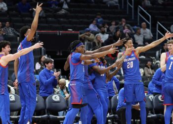 DePaul players celebrate