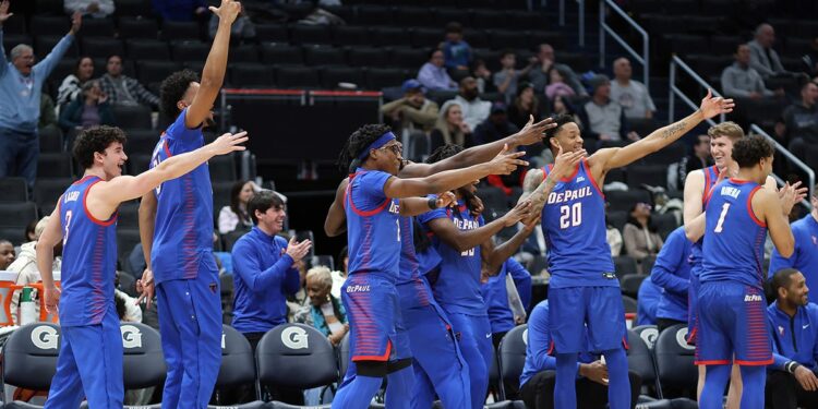 DePaul players celebrate