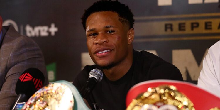 Devin Haney at a press conference