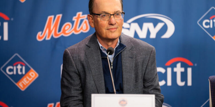 NEW YORK, NY - DECEMBER 12: New York Mets owner Steve Cohen speaks to the media during the Juan Soto introductory press conference  at Citi Field on Thursday, December 12, 2024 in New York, New York. (Photo by Mary DeCicco/MLB Photos via Getty Images)