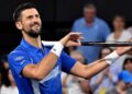 Novak Djokovic celebrates his win against Gael Monfils