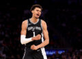 NEW YORK, NEW YORK - DECEMBER 25: Victor Wembanyama #1 of the San Antonio Spurs in action against the New York Knicks at Madison Square Garden on December 25, 2024 in New York City. NOTE TO USER: User expressly acknowledges and agrees that, by downloading and or using this photograph, User is consenting to the terms and conditions of the Getty Images License Agreement.  (Photo by Luke Hales/Getty Images)