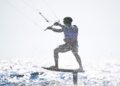 Bruno Lobo of Team Brazil competes in the Men's Kite on day thirteen of the Olympic Games Paris 2024 at Marseille Marina on August 08, 2024 in Marseille, France.