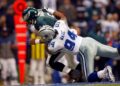 DeMarcus Ware of the Dallas Cowboys sacks Donovan McNabb (5) of the Philadelphia Eagles during the Eagles 10-6 win over the Cowboys at Texas Stadium in Irving, Texas.