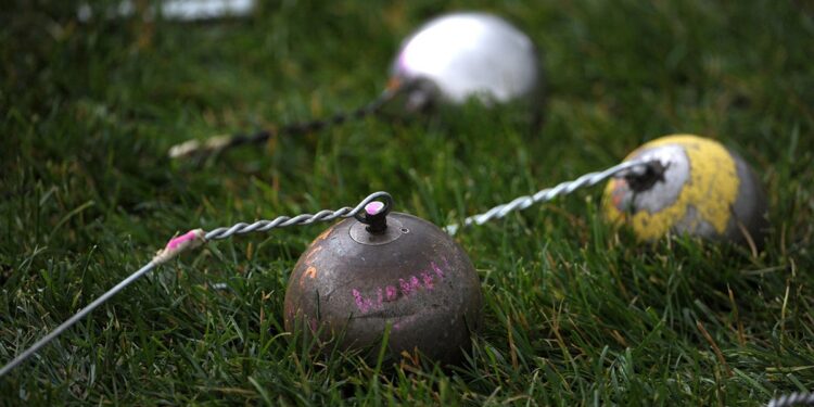 Jun 9, 2011; Des Moines, IA, USA; General view of implements during the women's hammer throw at the 2011 NCAA Track &amp; Field Championships at Drake Stadium. 