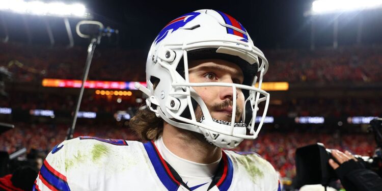 Josh Allen walks on field after loss