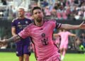 Lionel Messi celebrates after scoring a goal