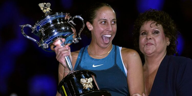 Madison Keys celebrates