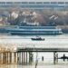 Emergency response units respond to the crash site of an American Airlines plane and Black Hawk helicopter on the Potomac River