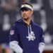 Dallas Cowboys offensive coordinator Brian Schottenheimer looks on prior to the game against the New York Giants at AT&amp;T Stadium on November 28, 2024 in Arlington, Texas. 