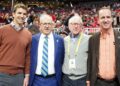 Eli Manning, Greg Sankey, Archie Manning, Peyton Manning pose