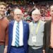 Eli Manning, Greg Sankey, Archie Manning, Peyton Manning pose