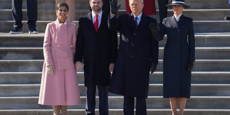 Usha Vance wears pink coat on inauguration day