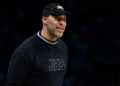 CHARLOTTE, NORTH CAROLINA - MARCH 08: LaVar Ball looks on during the game between the Charlotte Hornets and the Brooklyn Nets at Spectrum Center on March 08, 2022 in Charlotte, North Carolina. NOTE TO USER: User expressly acknowledges and agrees that, by downloading and or using this photograph, User is consenting to the terms and conditions of the Getty Images License Agreement. (Photo by Jacob Kupferman/Getty Images)