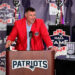 Oct 21, 2023; Foxborough, MA, USA; New England Patriots former linebacker and new head coach Mike Vrabel makes a speech at his 2023 Patriots Hall of Fame induction in the Cross Insurance Pavilion at Gillette Stadium. Mandatory Credit: Eric Canha-Imagn Images