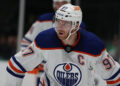 Oct 19, 2024; Dallas, Texas, USA; Edmonton Oilers center Connor McDavid (97) stands in the face off circle against the Dallas Stars in the third period at American Airlines Center. Mandatory Credit: Tim Heitman-Imagn Images