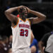 Feb 12, 2025; Dallas, Texas, USA; Golden State Warriors forward Draymond Green (23) reacts to a foul call on three point attempt by Dallas Mavericks guard Kyrie Irving (not pictured) during the fourth quarter at the American Airlines Center. Mandatory Credit: Jerome Miron-Imagn Images