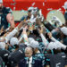 Eagles players hoist the Lombardi Trophy. (Chris Graythen/Getty Images)