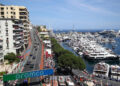 MONTE-CARLO, MONACO - MAY 26: A general view over the harbour as the field round turn one during the F1 Grand Prix of Monaco at Circuit de Monaco on May 26, 2024 in Monte-Carlo, Monaco. (Photo by Bryn Lennon - Formula 1/Formula 1 via Getty Images)