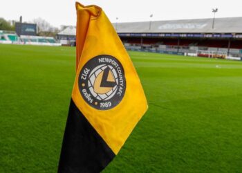 Newport County corner flag at Rodney Parade