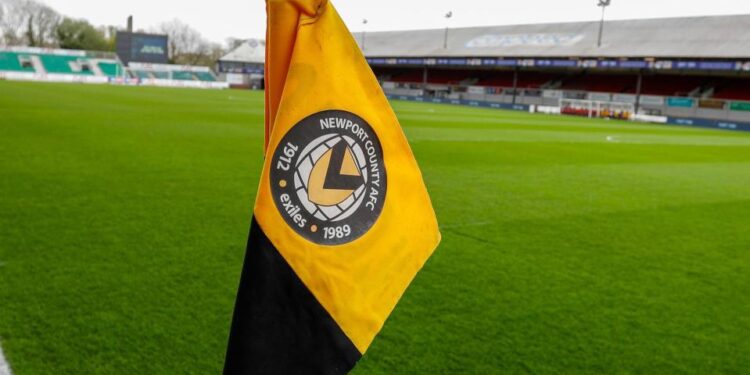 Newport County corner flag at Rodney Parade