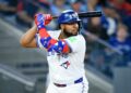 After failing to reach an agreement on a contract extension, Vladimir Guerrero Jr. will not negotiate during the season and could be dealt by the trade deadline or leave Toronto via free agency. (Photo by Julian Avram/Icon Sportswire via Getty Images)