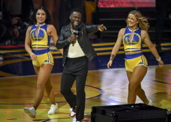 Kevin Hart was front and center at Sunday's NBA All-Star tournament. (AAron Ontiveroz/The Denver Post)