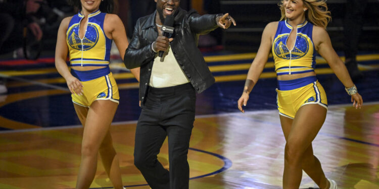 Kevin Hart was front and center at Sunday's NBA All-Star tournament. (AAron Ontiveroz/The Denver Post)