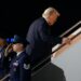 The president was pictured getting back onboard Air Force One more than an hour before the conclusion of the Big Game (AP)