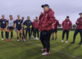 FORT LAUDERDALE, FL - JANUARY 20: Emma Hayes of the United States talks to the team during USWNT training at Florida Blue Training Center on January 20, 2025 in Fort Lauderdale, Florida. (Photo by Brad Smith/ISI Photos/USSF/Getty Images for USSF)