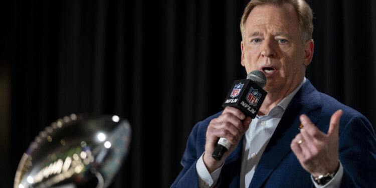 Roger Goodell teased an international Super Bowl as a long-term goal of the NFL on Monday. (Michael Owens/Getty Images)