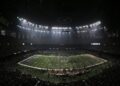 Fans, the Baltimore Ravens and the 49ers wait for power to return in the Superdome during Super Bowl XLVII in 2013.