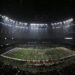 Fans, the Baltimore Ravens and the 49ers wait for power to return in the Superdome during Super Bowl XLVII in 2013.