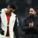 LONDON, ENGLAND - FEBRUARY 16: Ruben Amorim, Manager of Manchester United, applauds the fans after the team's defeat in the Premier League match between Tottenham Hotspur FC and Manchester United FC at Tottenham Hotspur Stadium on February 16, 2025 in London, England. (Photo by Alex Pantling/Getty Images)