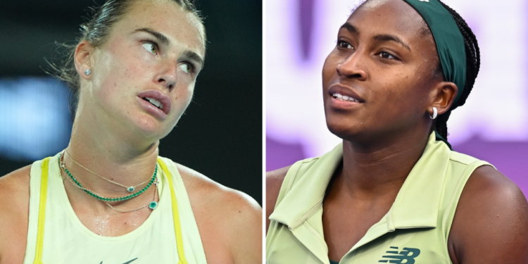 Aryna Sabalenka and Coco Gauff looking frustrated