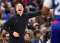 Los Angeles, California March 12, 2024-Clippers head coach Tyronn Lue during a game against the Timberwolves at Crypto.com Arena Tuesday. (Wally Skalij/Los Angeles Times)